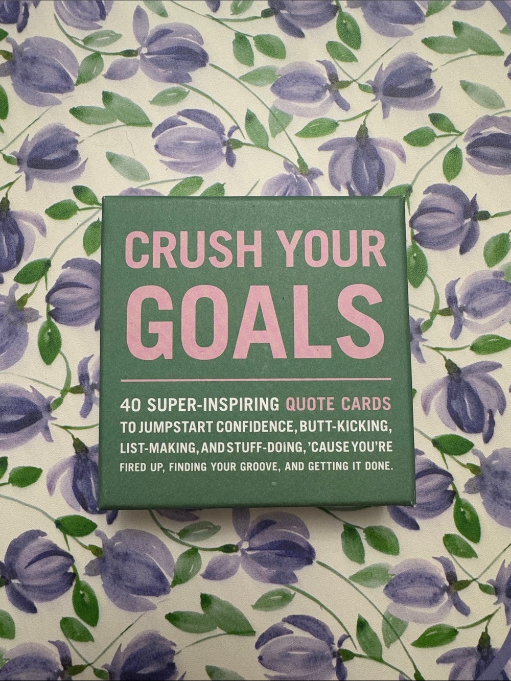 Knock Knock Crush Your Goals Quote Cards - Green Box with Pink Text